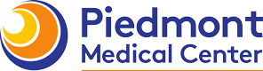 Logo of Piedmont Medical Center featuring a stylized circular emblem on the left with overlapping yellow, orange, and white segments. The text "Piedmont Medical Center" is in bold blue font to the right.